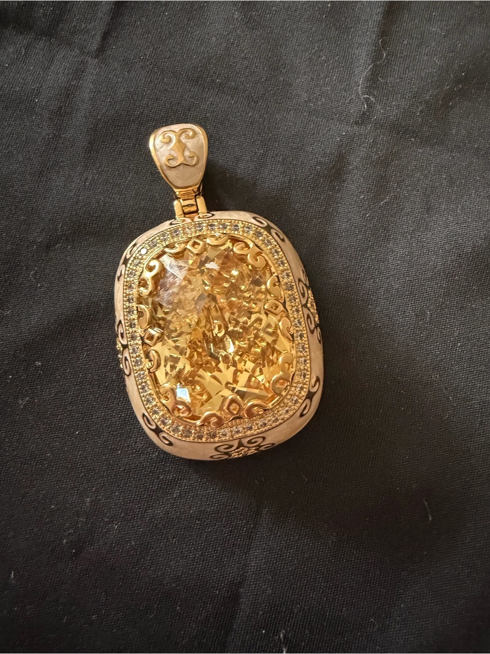 Gold-Tone Crystal Pendant Necklace - Yellow Crystal Accent
